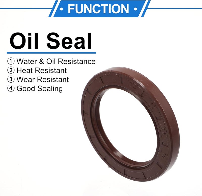 VekAuto Universal Oil Seal TC Double Lip W Steel Spring Seal Ring Rotary Shaft Seal 60x85x10mm High Pressure FKM Rubber Brown 2 Pcs - Image 3